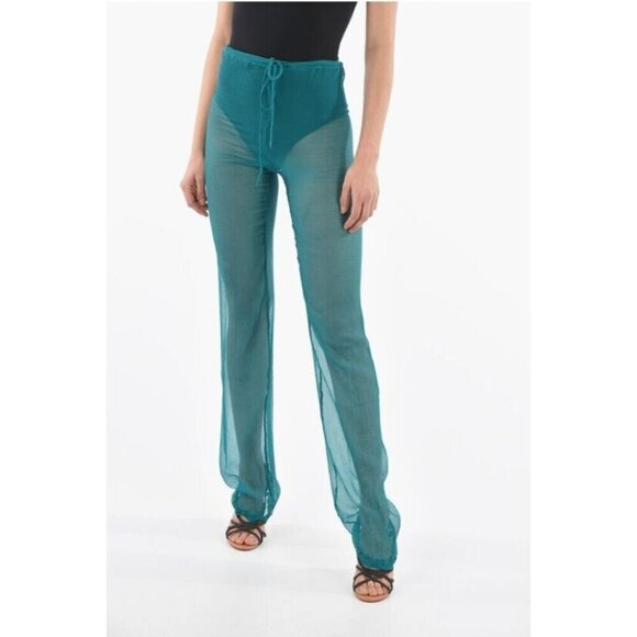 Dries Van Noten Silk Pacha Trousers Size 40 US 8 Womens Green Pants $595 - Picture 1 of 13